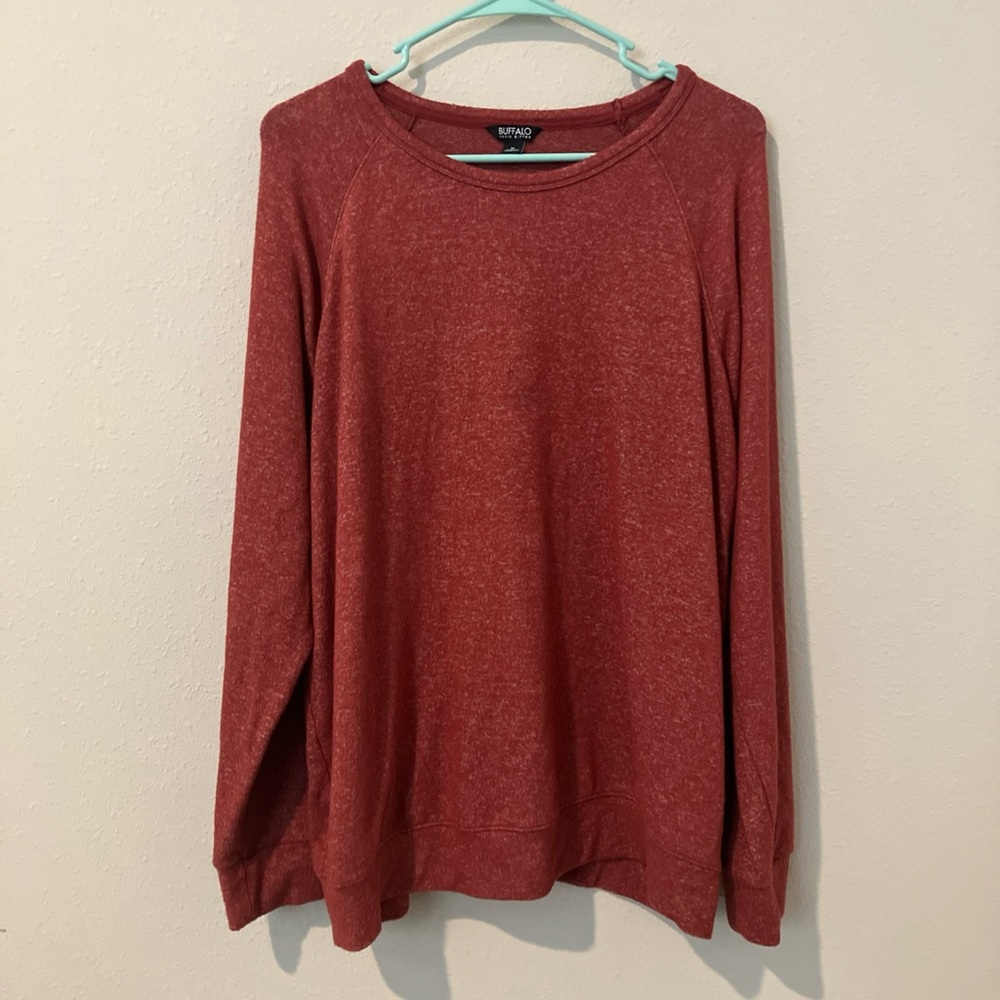 Buffalo David Bitton Women's Sweater Red Heather XL Long Sleeve Rayon Blend Soft